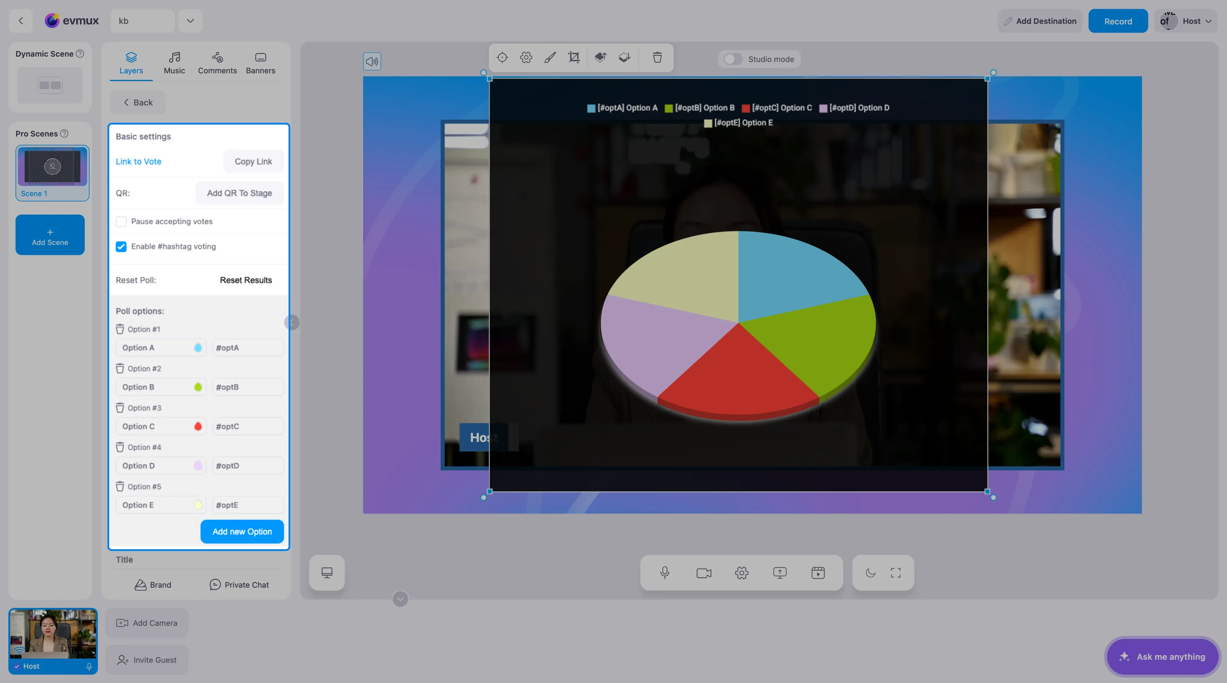 Um app na cena com o painel de configurações na aba Layers
